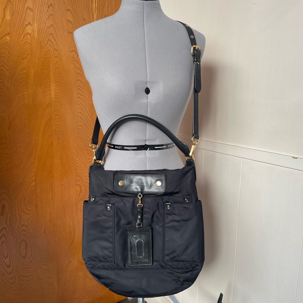 Marc Jacobs Black Nylon Shoulder Bag with Gold Accents